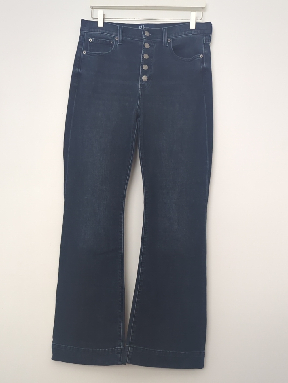 GAP Dark Blue High-Rise Button-Fly Flare Jeans